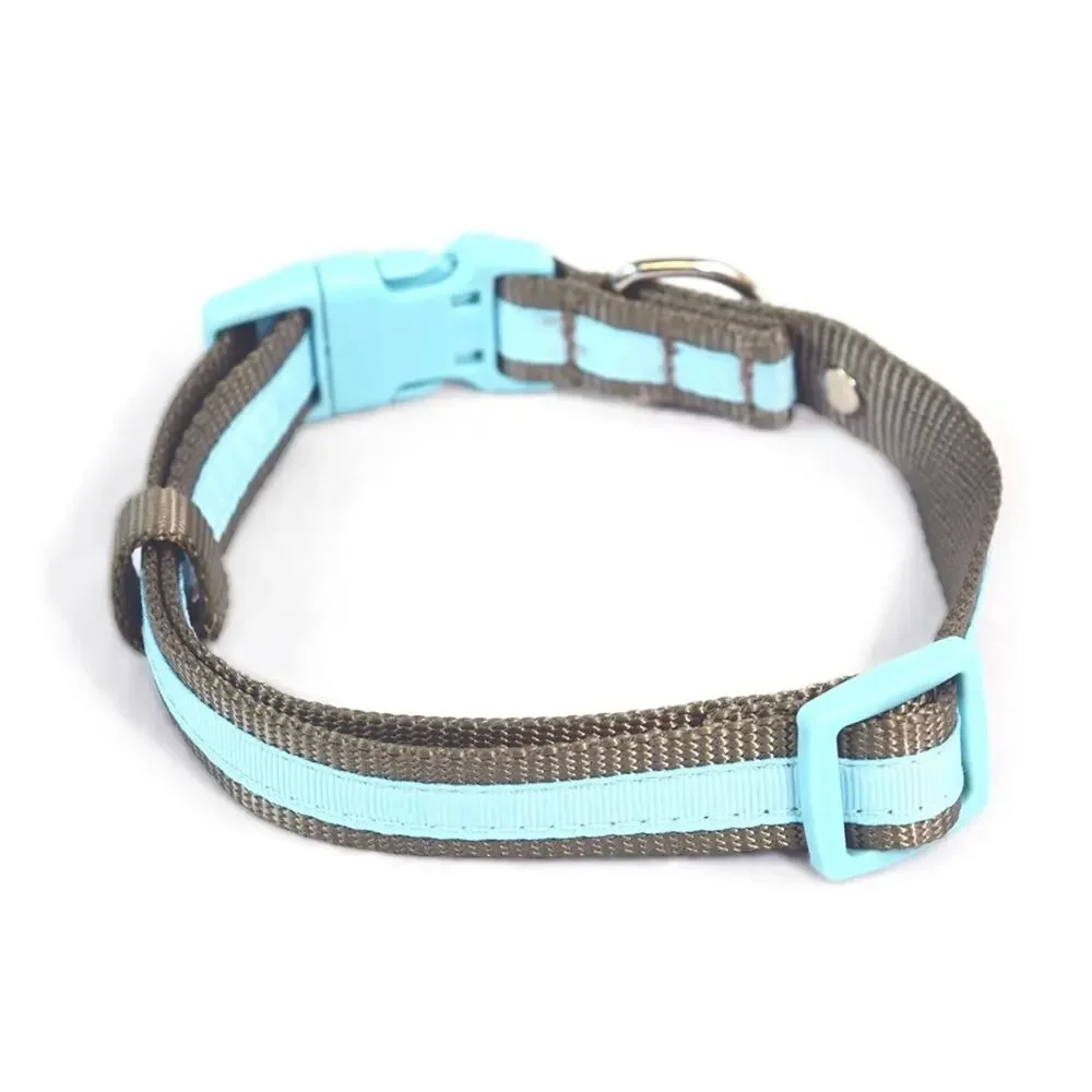 Martha Stewart Gray and Blue Adjustable Nylon Buckle Dog Collar Size 14